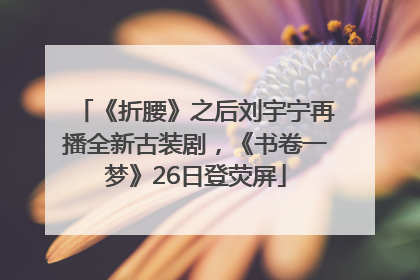 《折腰》之后刘宇宁再播全新古装剧，《书卷一梦》26日登荧屏
