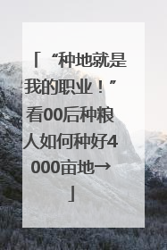 “种地就是我的职业！”看00后种粮人如何种好4000亩地→