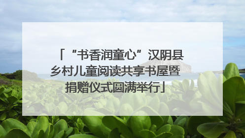“书香润童心”汉阴县乡村儿童阅读共享书屋暨捐赠仪式圆满举行