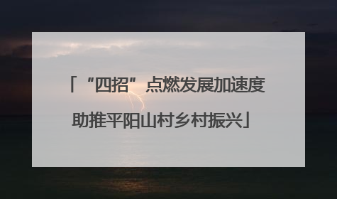 “四招”点燃发展加速度 助推平阳山村乡村振兴