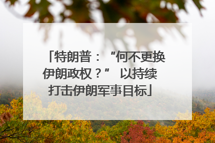 特朗普：“何不更换伊朗政权？” 以持续打击伊朗军事目标