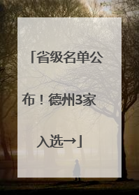 省级名单公布！德州3家入选→