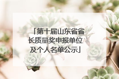 第十届山东省省长质量奖申报单位及个人名单公示