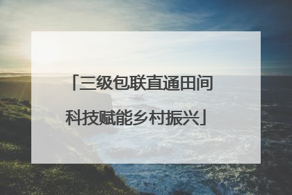 三级包联直通田间 科技赋能乡村振兴