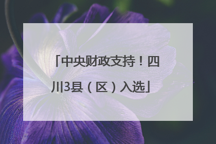 中央财政支持！四川3县（区）入选