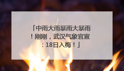 中雨大雨暴雨大暴雨！刚刚，武汉气象官宣：18日入梅！