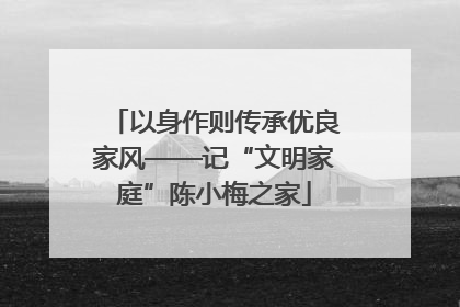 以身作则传承优良家风——记“文明家庭”陈小梅之家