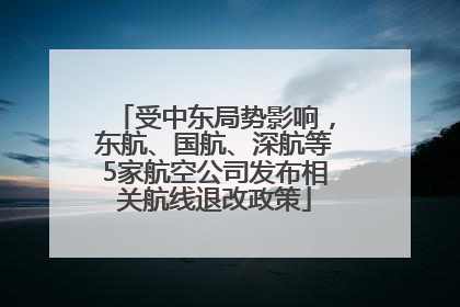 受中东局势影响，东航、国航、深航等5家航空公司发布相关航线退改政策