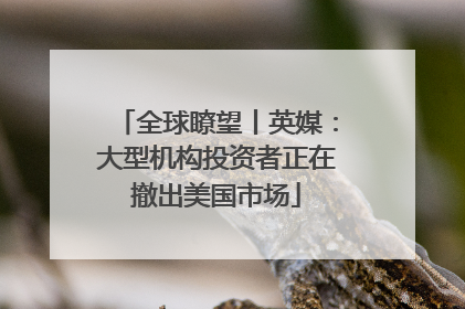 全球瞭望丨英媒：大型机构投资者正在撤出美国市场