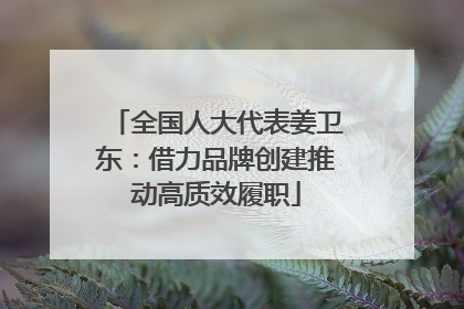 全国人大代表姜卫东：借力品牌创建推动高质效履职