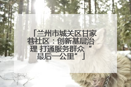 兰州市城关区甘家巷社区：创新基层治理 打通服务群众“最后一公里”
