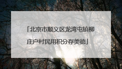 北京市顺义区龙湾屯镇柳庄户村民用积分存美德