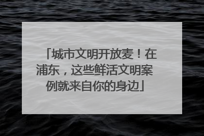 城市文明开放麦！在浦东，这些鲜活文明案例就来自你的身边