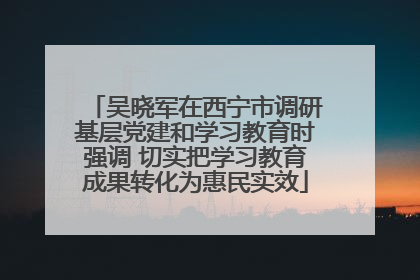 吴晓军在西宁市调研基层党建和学习教育时强调 切实把学习教育成果转化为惠民实效