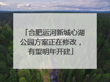 合肥运河新城心湖公园方案正在修改，有望明年开建