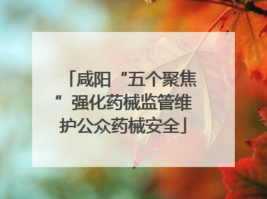 咸阳“五个聚焦”强化药械监管维护公众药械安全