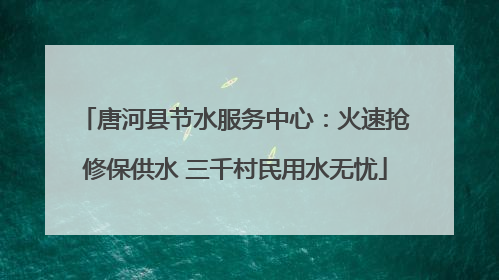 唐河县节水服务中心：火速抢修保供水 三千村民用水无忧