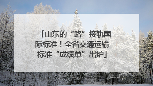 山东的“路”接轨国际标准！全省交通运输标准“成绩单”出炉