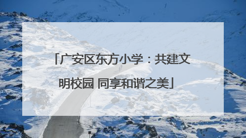 广安区东方小学：共建文明校园 同享和谐之美