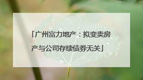 广州富力地产：拟变卖房产与公司存续债券无关