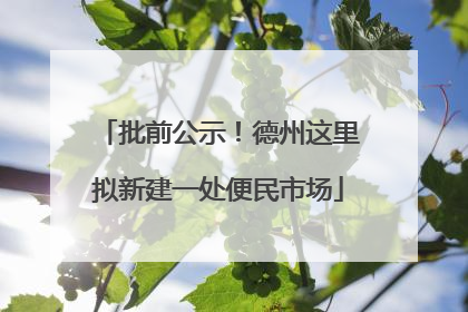 批前公示！德州这里拟新建一处便民市场