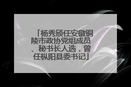 杨秀颀任安徽铜陵市政协党组成员、秘书长人选，曾任枞阳县委书记