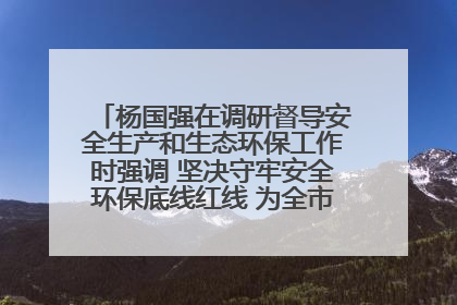 杨国强在调研督导安全生产和生态环保工作时强调 坚决守牢安全环保底线红线 为全市经济社会高质量发展提供坚强保障