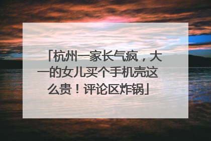 杭州一家长气疯，大一的女儿买个手机壳这么贵！评论区炸锅