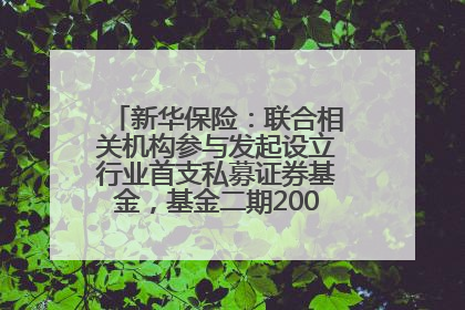 新华保险：联合相关机构参与发起设立行业首支私募证券基金，基金二期200亿元已募集完毕