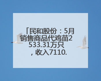 民和股份：5月销售商品代鸡苗2533.31万只，收入7110.56万元
