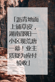 沥青地面上铺草皮，湖南邵阳一小区现荒唐一幕！业主质疑为应付验收