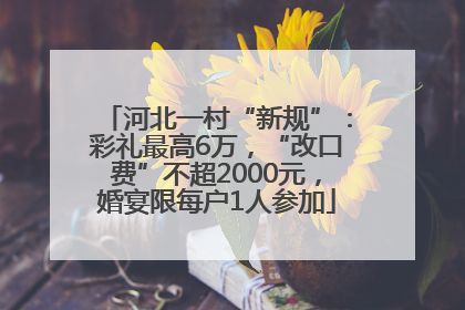 河北一村“新规”：彩礼最高6万，“改口费”不超2000元，婚宴限每户1人参加