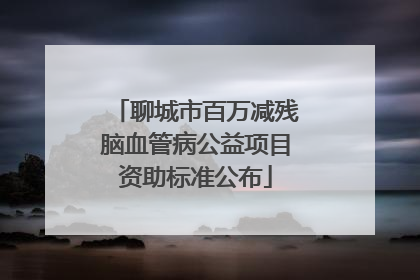聊城市百万减残脑血管病公益项目资助标准公布