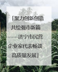 聚力创新创造 共绘强市新篇——济宁市民营企业家代表畅谈高质量发展