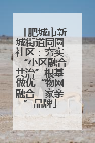 肥城市新城街道同圆社区：夯实“小区融合共治”根基做优“物网融合一家亲”品牌