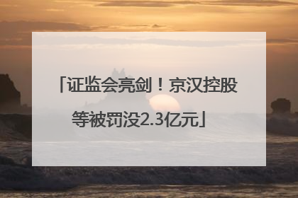 证监会亮剑！京汉控股等被罚没2.3亿元