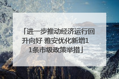 进一步推动经济运行回升向好 雅安优化新增11条市级政策举措