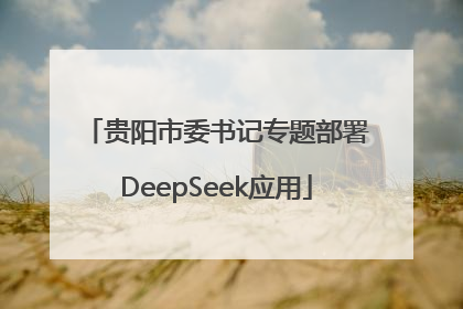贵阳市委书记专题部署DeepSeek应用
