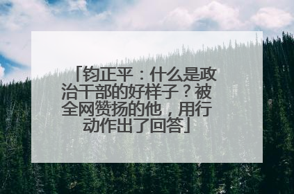钧正平：什么是政治干部的好样子？被全网赞扬的他，用行动作出了回答