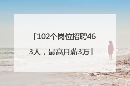 102个岗位招聘463人，最高月薪3万