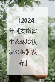 2024年《安徽省生态环境状况公报》发布
