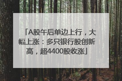A股午后单边上行，大幅上涨：多只银行股创新高，超4400股收涨